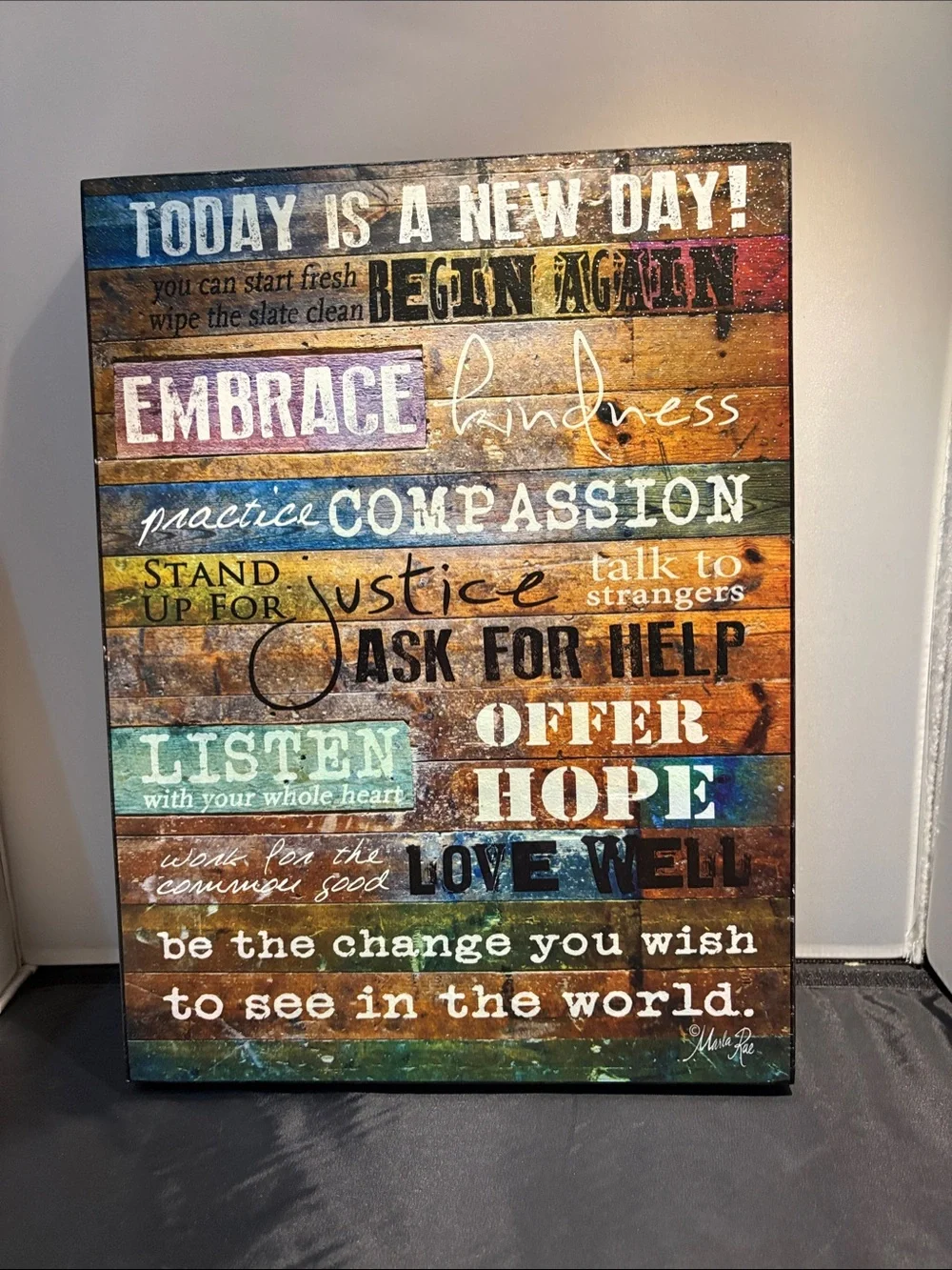 Today Is A New Day Multicolor Inspirational Wall Art. 12x16